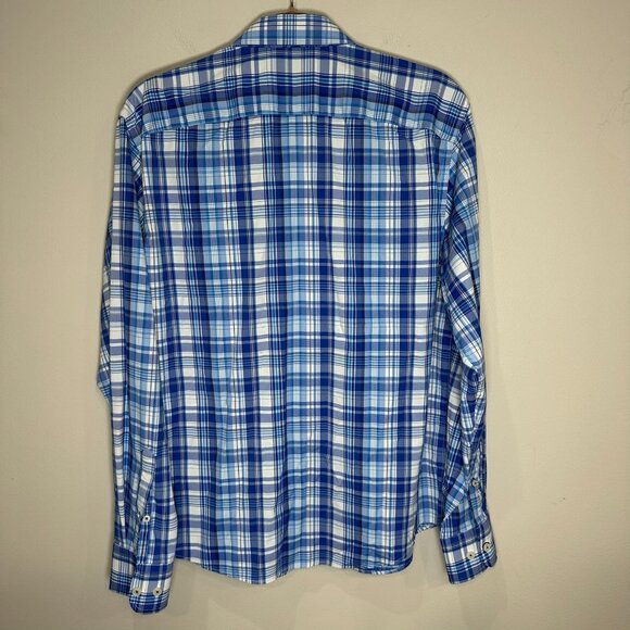 Untuckit Tramonti Shirt Men's Large Blue White Plaid Button Down Pocket - Picture 9 of 9